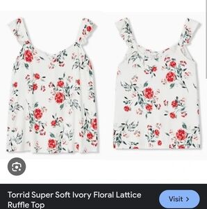 Torrid Super Soft Ivory Floral Lattice Top Size 3